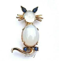 Vintage Trifari Alfred Philippe Jelly Belly Cat Brooch