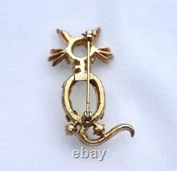 Vintage Trifari Alfred Philippe Jelly Belly Cat Brooch