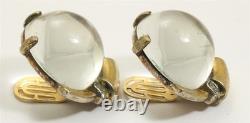 Vintage Trifari Alfred Philippe Jelly Belly Globe Glass Cabochon Clip Earrings