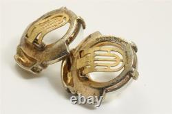 Vintage Trifari Alfred Philippe Jelly Belly Globe Glass Cabochon Clip Earrings