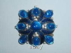 Vintage Trifari Alfred Philippe L'Orient Blue Maltese Cross Brooch Pin