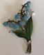 Vintage Trifari Alfred Philippe Lily Of The Valley Enamel Rhinestone Fur Clip