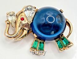 Vintage Trifari Alfred Philippe Lucky Elephant Jelly Belly Gold tone Brooch
