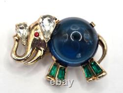 Vintage Trifari Alfred Philippe Lucky Elephant Jelly Belly Gold tone Brooch