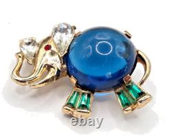Vintage Trifari Alfred Philippe Lucky Elephant Jelly Belly Gold tone Brooch