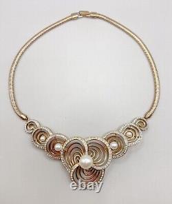 Vintage Trifari Alfred Philippe Necklace Choker Faux Pearl & Rhinestones 1950-s