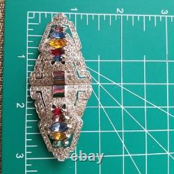 Vintage Trifari Alfred Philippe Pair Clips Multicolor Rhinestone Brooch