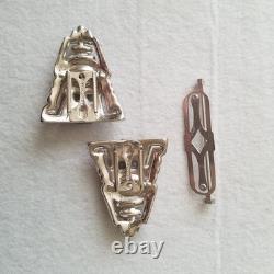 Vintage Trifari Alfred Philippe Pair Clips Multicolor Rhinestone Brooch