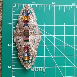 Vintage Trifari Alfred Philippe Pair Clips Multicolor Rhinestone Brooch