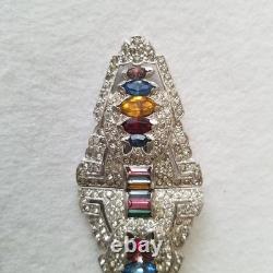 Vintage Trifari Alfred Philippe Pair Clips Multicolor Rhinestone Brooch