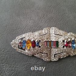 Vintage Trifari Alfred Philippe Pair Clips Multicolor Rhinestone Brooch