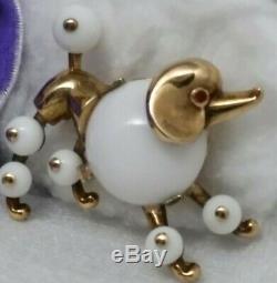 Vintage Trifari Alfred Philippe Pat. Pend. Milk Glass French Poodle Brooch Pin