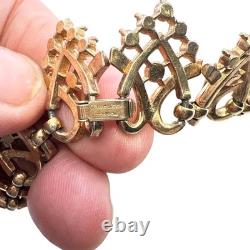 Vintage Trifari Alfred Philippe Pat Pend Necklace Rhinestone Gold Tone Links