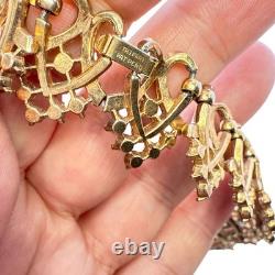Vintage Trifari Alfred Philippe Pat Pend Necklace Rhinestone Gold Tone Links