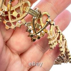 Vintage Trifari Alfred Philippe Pat Pend Necklace Rhinestone Gold Tone Links