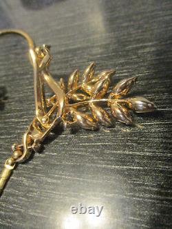 Vintage Trifari Alfred Philippe Pat Pend Pave Rhinestone Leaf Pendant Necklace+