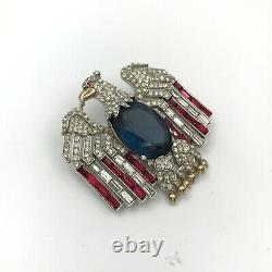 Vintage Trifari Alfred Philippe Patriotic Rhinestone Eagle Brooch Pin