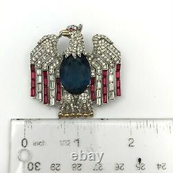 Vintage Trifari Alfred Philippe Patriotic Rhinestone Eagle Brooch Pin