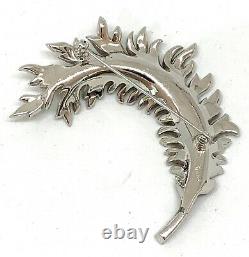 Vintage Trifari Alfred Philippe Pave Feather Pin Brooch Signed 2