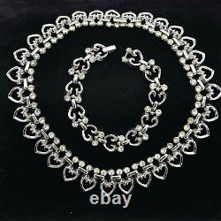 Vintage Trifari Alfred Philippe Queen of Hearts Necklace & Bracelet mini set