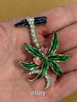 Vintage Trifari Alfred Philippe Replica Enameled Rhinestone Palm Tree Brooch