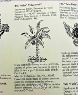 Vintage Trifari Alfred Philippe Replica Enameled Rhinestone Palm Tree Brooch