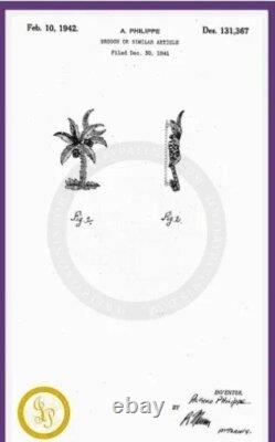 Vintage Trifari Alfred Philippe Replica Enameled Rhinestone Palm Tree Brooch