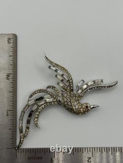 Vintage Trifari Alfred Philippe Rhinestone Bird Of Paradise Brooch Pin READ