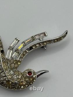 Vintage Trifari Alfred Philippe Rhinestone Bird Of Paradise Brooch Pin READ