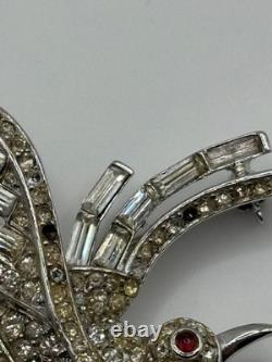 Vintage Trifari Alfred Philippe Rhinestone Bird Of Paradise Brooch Pin READ