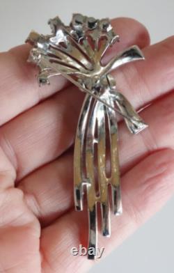 Vintage Trifari Alfred Philippe Rhinestone Flower Floral Spray Brooch 1960s RARE