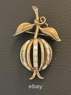 Vintage Trifari Alfred Philippe Rhinestone Pomegranate Dangling Brooch Pin