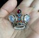 Vintage Trifari Alfred Philippe Royal Crown Sterling Silver Cabochon Brooch