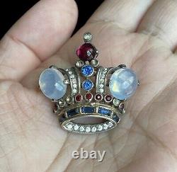 Vintage Trifari Alfred Philippe Royal Crown Sterling Silver Cabochon Brooch