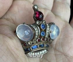 Vintage Trifari Alfred Philippe Royal Crown Sterling Silver Cabochon Brooch