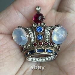 Vintage Trifari Alfred Philippe Royal Crown Sterling Silver Cabochon Brooch
