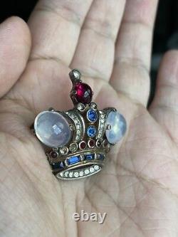 Vintage Trifari Alfred Philippe Royal Crown Sterling Silver Cabochon Brooch
