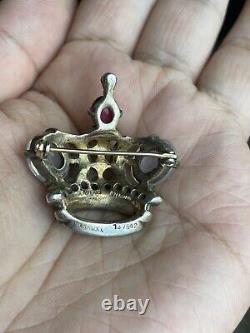Vintage Trifari Alfred Philippe Royal Crown Sterling Silver Cabochon Brooch