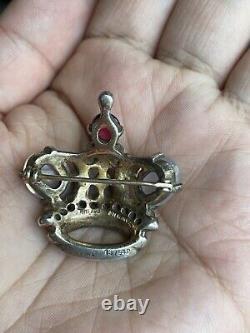 Vintage Trifari Alfred Philippe Royal Crown Sterling Silver Cabochon Brooch