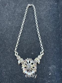 Vintage Trifari Alfred Philippe Rue De La Paix Pink Enamel Flower Necklace 16