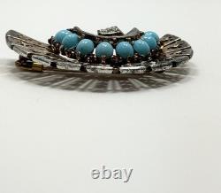Vintage Trifari Alfred Philippe Sterling Fur Clip With Cabochons & Rhinestones