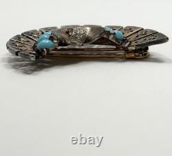 Vintage Trifari Alfred Philippe Sterling Fur Clip With Cabochons & Rhinestones