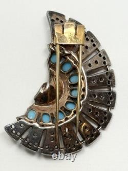 Vintage Trifari Alfred Philippe Sterling Fur Clip With Cabochons & Rhinestones