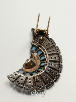 Vintage Trifari Alfred Philippe Sterling Fur Clip With Cabochons & Rhinestones