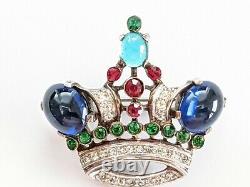 Vintage Trifari Alfred Philippe Sterling Jewel of India Rhinestone Crown Pin