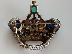 Vintage Trifari Alfred Philippe Sterling Jewel of India Rhinestone Crown Pin