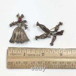 Vintage Trifari Alfred Philippe Sterling Nenette & Rintintin Rag Doll Brooches