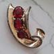 Vintage Trifari Alfred Philippe Sterling Scroll Pin Fur Clip With Red Stones rare