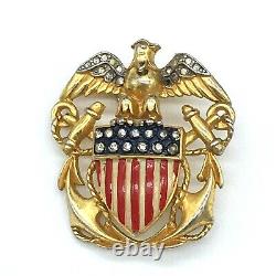 Vintage Trifari Alfred Philippe WW2 American Eagle Navy Insignia Brooch