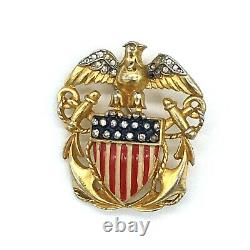 Vintage Trifari Alfred Philippe WW2 American Eagle Navy Insignia Brooch